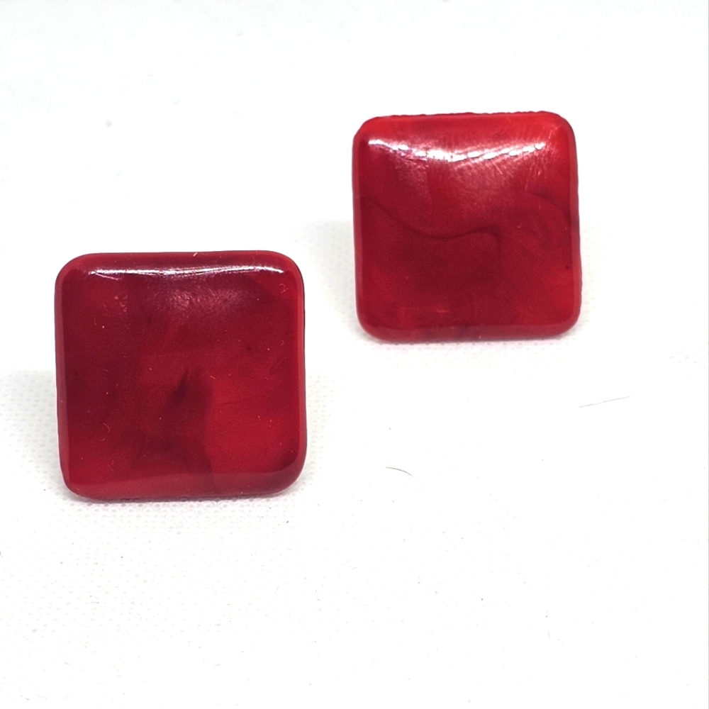 Vintage Native American Handmade Genuine Red Coral Stud Earrings.